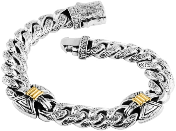 KONSTANTINO STERLING SILVER & 18K GOLD LINK BRACELET FROM THE PAGANINI COLLECTION