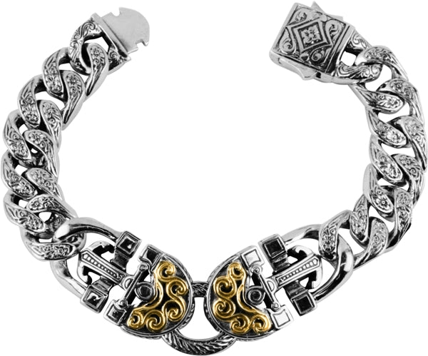 KONSTANTINO STERLING SILVER & 18K GOLD LINK BRACELET FROM THE SILVER & GOLD COLLECTION