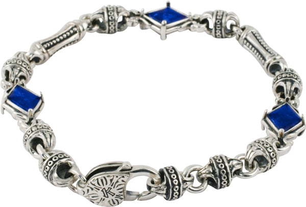 KONSTANTINO STERLING SILVER BLUE AGATE LINK BRACELET FROM THE PLATO COLLECTION