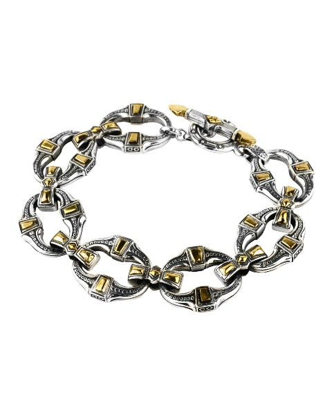 KONSTANTINO STERLING SILVER & BRONZE OPEN LINK BRACELET FROM THE MYRMIDONES COLLECTION