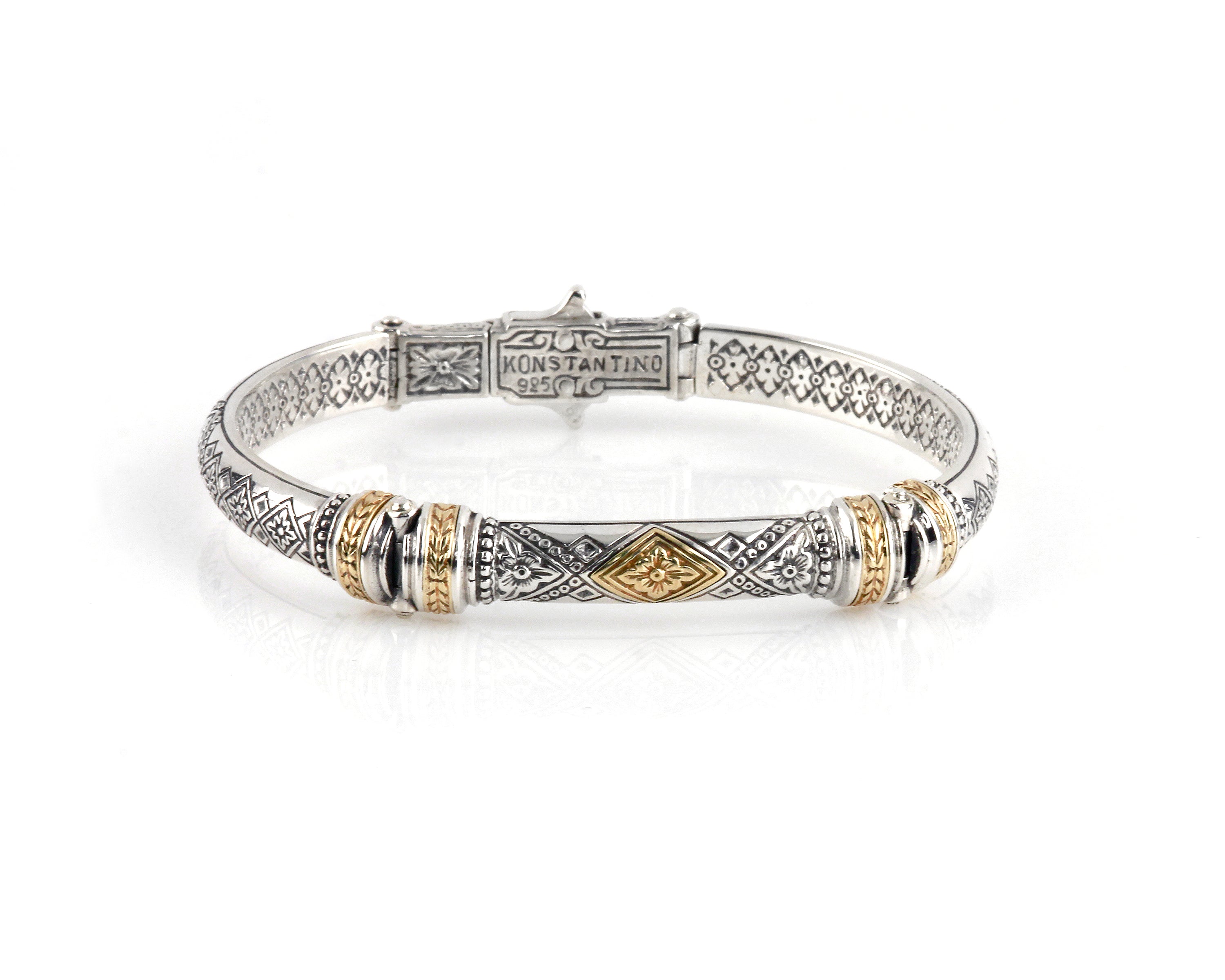 KONSTANTINO STERLING SILVER & BRONZE HINGED BRACELET FROM THE PHIDIAS COLLECTION