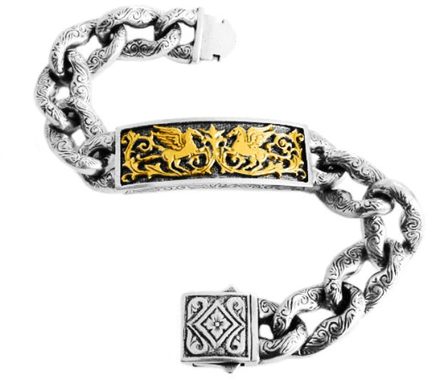 KONSTANTINO STERLING SILVER & 18K GOLD PEGASUS BRACELET FROM THE SILVER & GOLD COLLECTION