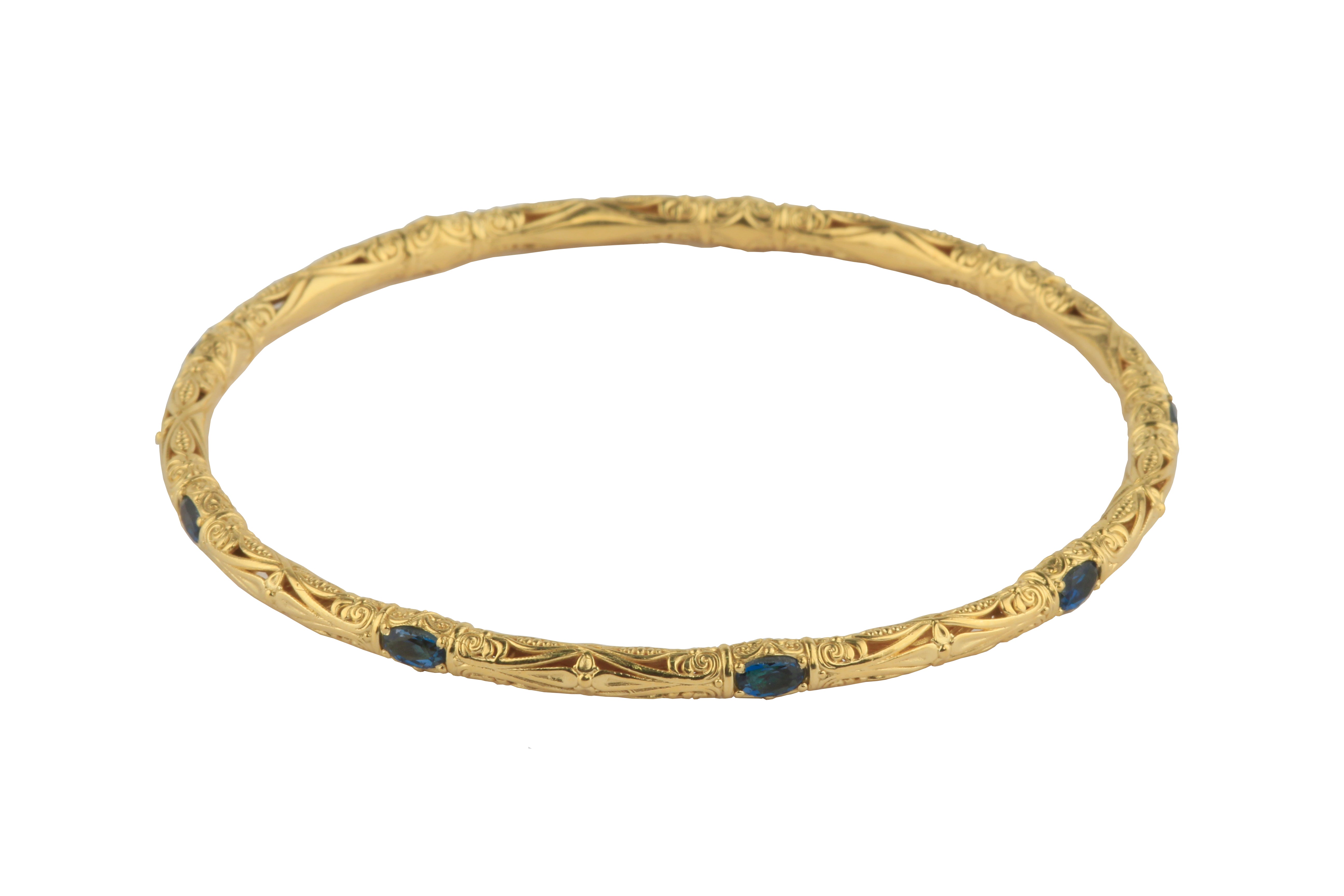 KONSTANTINO 18K GOLD (13.3GR +/-) LONDON BLUE TOPAZ (2.7CT +/-) STONE BANGLE FROM THE FLAMENCO GOLD