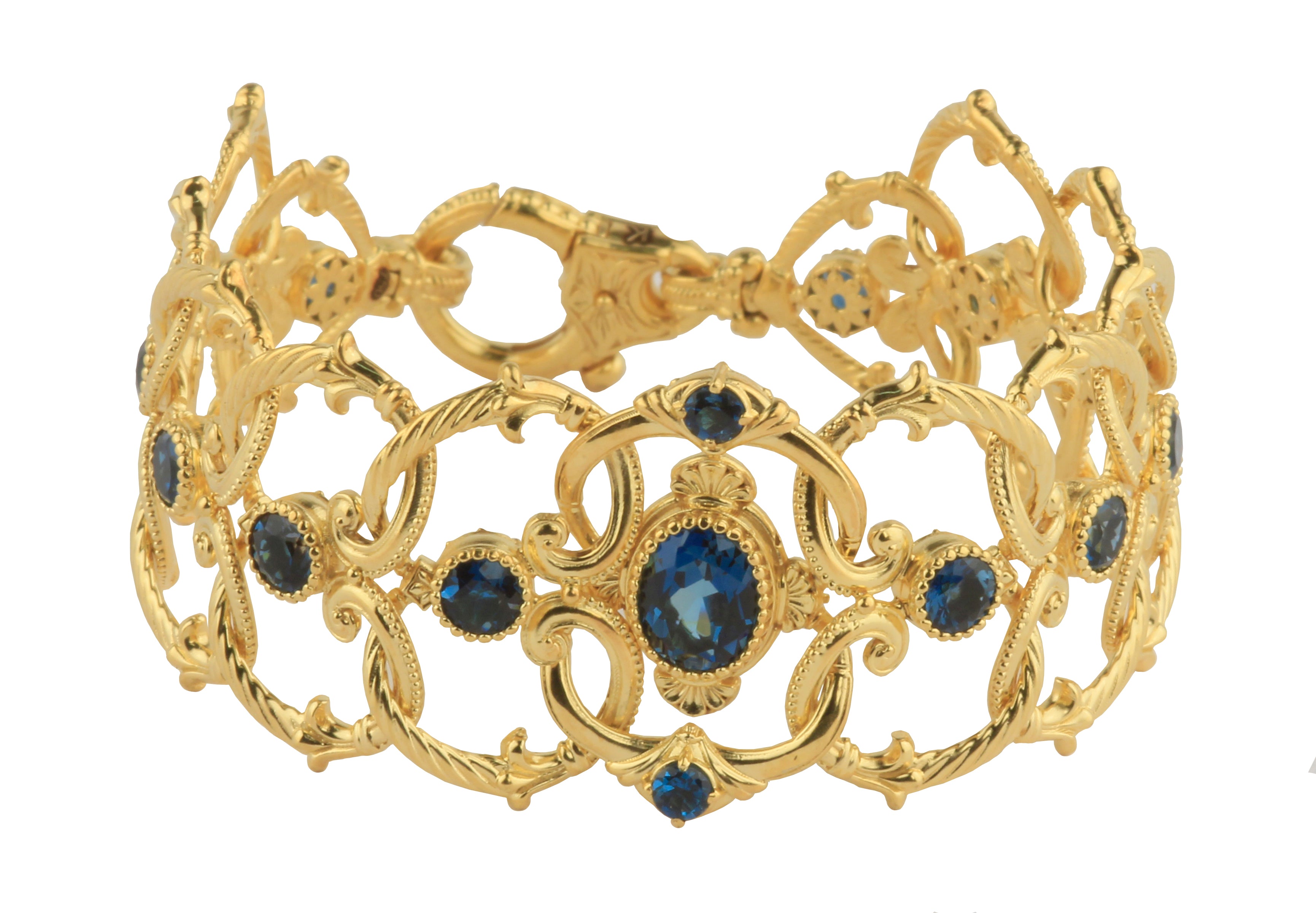 KONSTANTINO 18KT GOLD (28.8GR +/-) LONDON BLUE TOPAZ (6.0CT +/-) BRACELET FROM THE FLAMENCO GOLD  CO