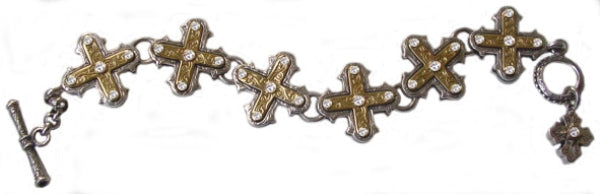 KONSTANTINO STERLING SILVER & 18K GOLD DIAMOND (0.55CT +/-) CROSS LINK BRACELET FROM THE DIAMOND CLA