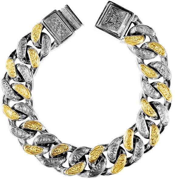 KONSTANTINO STERLING SILVER & 18K GOLD LINK BRACELET FROM THE SILVER & GOLD COLLECTION