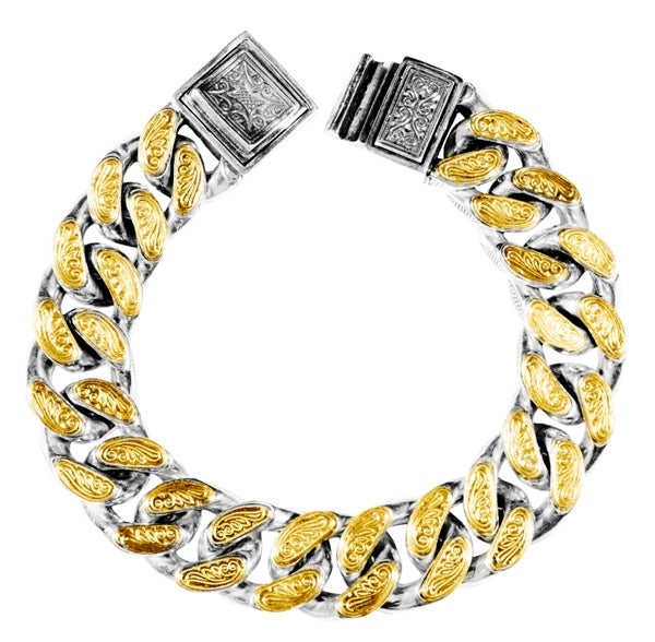 KONSTANTINO STERLING SILVER & 18K GOLD LINK BRACELET FROM THE SILVER & GOLD COLLECTION