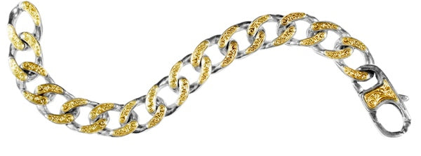 KONSTANTINO STERLING SILVER & 18K GOLD LINK BRACELET FROM THE SILVER & GOLD COLLECTION