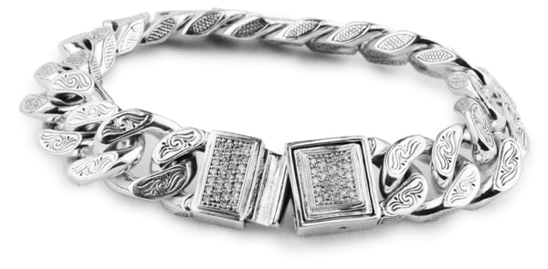 KONSTANTINO STERLING SILVER DIAMOND-109 (0.65CT) LINK BRACELET FROM THE DIAMOND CLASSICS COLLECTION