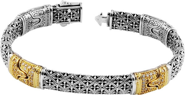 KONSTANTINO STERLING SILVER & 18K GOLD DIAMOND (0.52CT +/-) BRACELET FROM THE DIAMOND CLASSICS COLLE