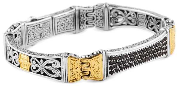 KONSTANTINO STERLING SILVER & 18K GOLD BLACK DIAMOND (1.55CT) BRACELET FROM THE ARES COLLECTION