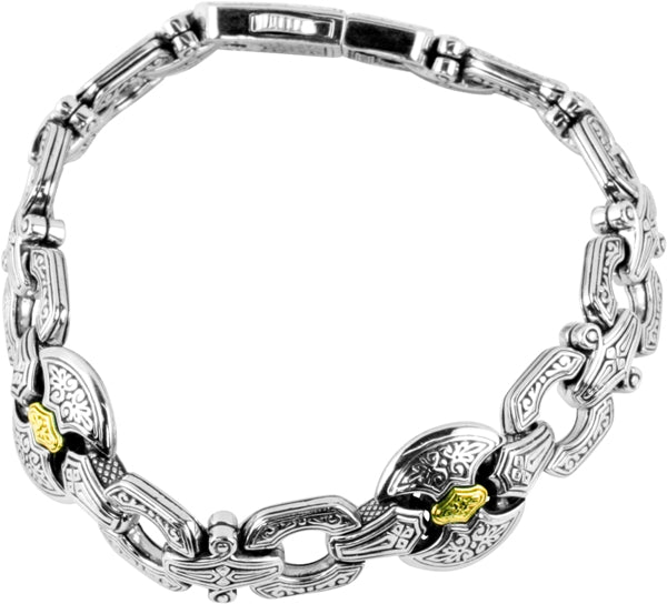 KONSTANTINO STERLING SILVER & 18K GOLD LINK BRACELET FROM THE SILVER & GOLD COLLECTION