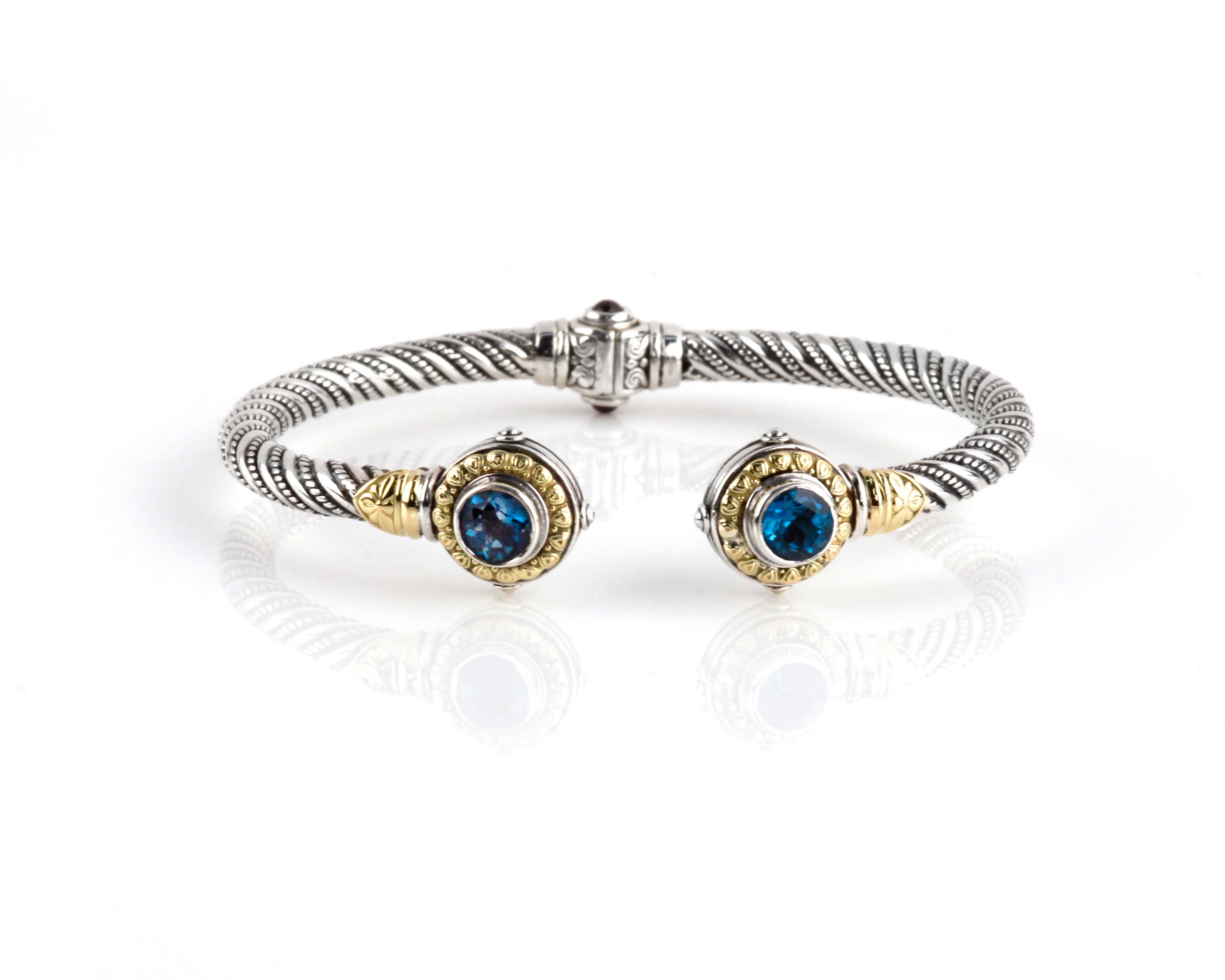 KONSTANTINO STERLING SILVER & 18K GOLD LONDON BLUE TOPAZ (OTHER STONE CHOICES AVAILABLE) 2 STONE HIN