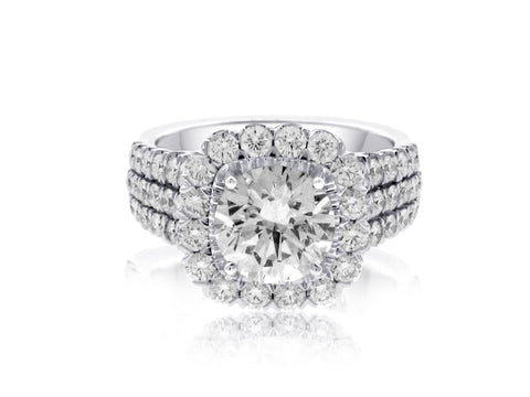 CHRISTOPHER DESIGNS 18K WHITE GOLD DIAMOND ENGAGEMENT RING WITH A 2.18CT SI2/F CENTER STONE (OTHER CENTER OPTIONS AVAILABLE) 1.49CTVS/G MOUNTING GIA CERTIFIED.