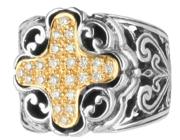 KONSTANTINO STERLING SILVER & 18K GOLD DIAMOND (0.36CT +/-) RING FROM THE DIAMOND CLASSICS COLLECTIO