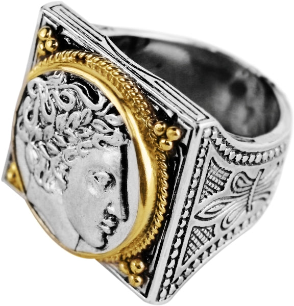 KONSTANTINO STERLING SILVER & 18K GOLD RING FROM THE SILVER & GOLD COLLECTION