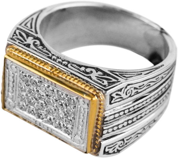 KONSTANTINO STERLING SILVER & 18K GOLD DIAMOND-109 (0.384CT) RING FROM THE DIAMOND CLASSICS COLLECTI