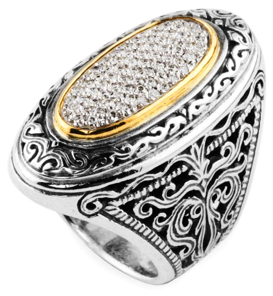 KONSTANTINO STERLING SILVER & 18K GOLD DIAMOND (0.816CT +/-) RING FROM THE DIAMOND CLASSICS COLLECTI