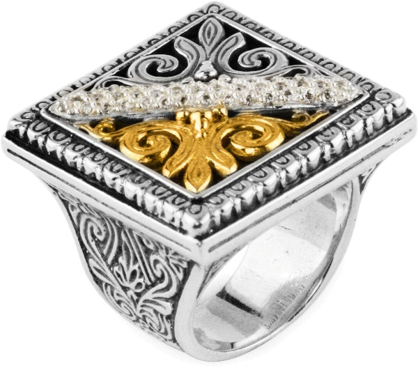 KONSTANTINO STERLING SILVER & 18K GOLD DIAMOND (0.32CT +/-) RING FROM THE DIAMOND CLASSICS COLLECTIO