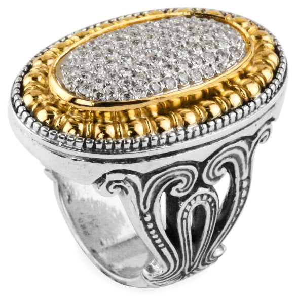 KONSTANTINO STERLING SILVER & 18K GOLD DIAMOND (0.90CT +/-) RING FROM THE DIAMOND CLASSICS COLLECTIO