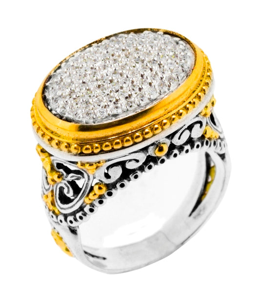 KONSTANTINO STERLING SILVER & 18K GOLD DIAMOND (0.89CT +/-) RING FROM THE DIAMOND CLASSICS COLLECTIO