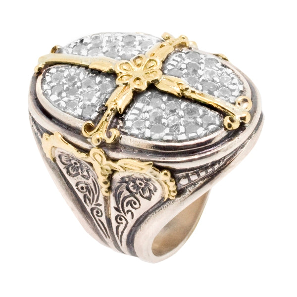 KONSTANTINO STERLING SILVER & 18K GOLD DIAMOND (0.720CT +/-) RING FROM THE DIAMOND CLASSICS COLLECTI