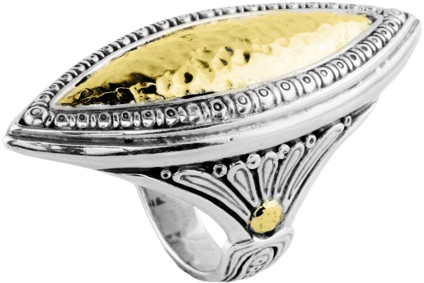 KONSTANTINO STERLING SILVER & HAMMERED 18K GOLD RING FROM THE ASPASIA SILVER & GOLD COLLECTION