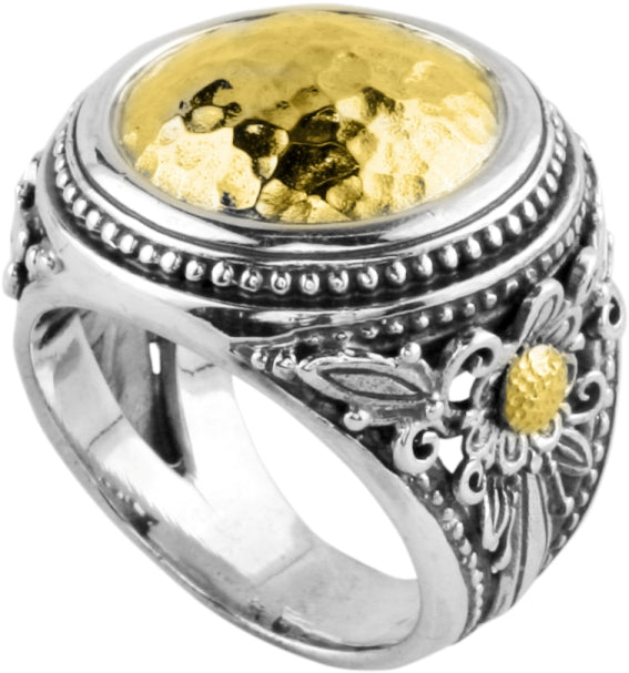 KONSTANTINO STERLING SILVER & HAMMERED 18K GOLD RING FROM THE ASPASIA SILVER & GOLD COLLECTION