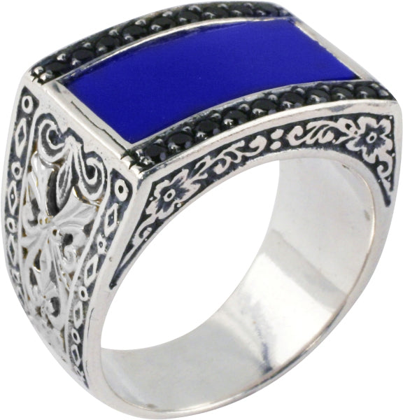 KONSTANTINO STERLING SILVER BLUE AGATE & SPINEL RING FROM THE PLATO COLLECTION