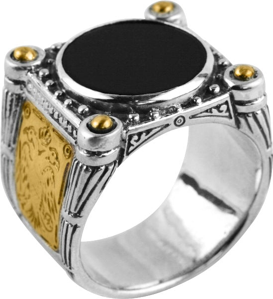 KONSTANTINO STERLING SILVER & BRONZE ONYX RING FROM THE BYZANTIUM COLLECTION