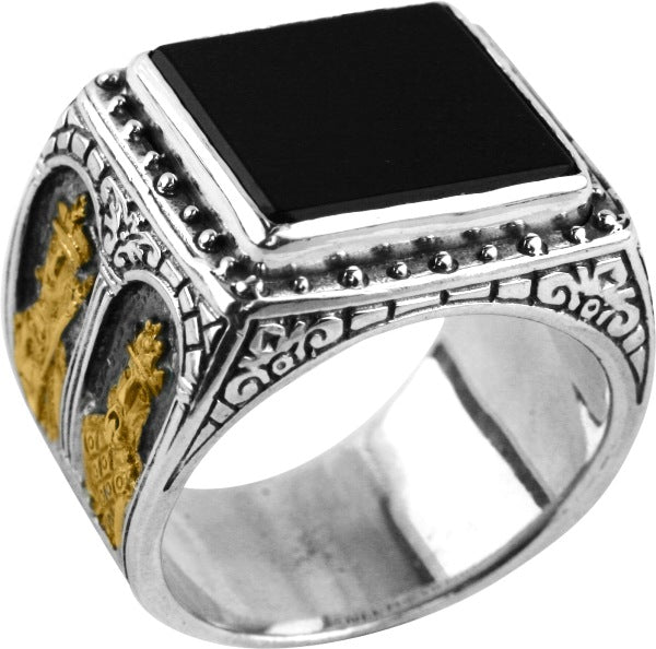 KONSTANTINO STERLING SILVER & BRONZE ONYX RING FROM THE BYZANTIUM COLLECTION