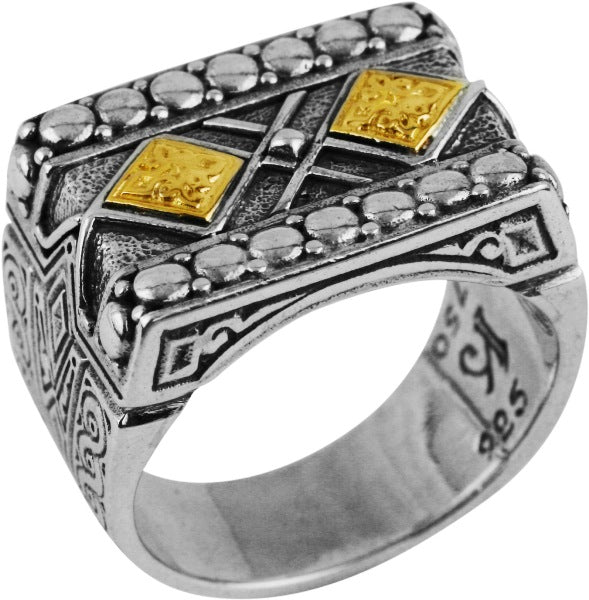 KONSTANTINO STERLING SILVER & 18K GOLD RING FROM THE SPARTA COLLECTION