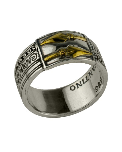 KONSTANTINO STERLING SILVER & BRONZE DAGGER BAND RING FROM THE MYRMIDONES COLLECTION