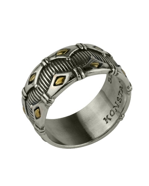 KONSTANTINO STERLING SILVER & BRONZE SCALLOP BAND RING FROM THE MYRMIDONES COLLECTION