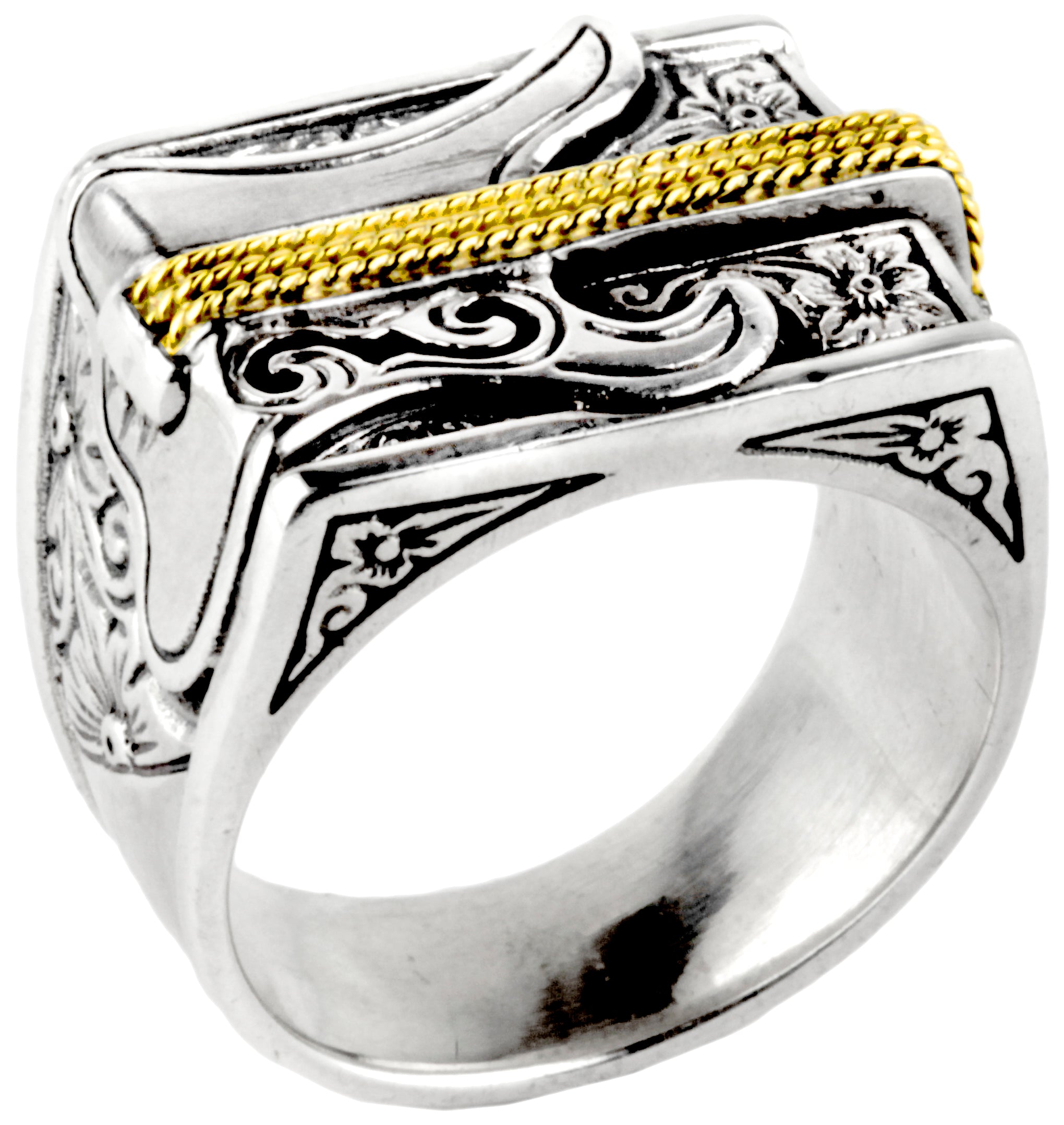 KONSTANTINO STERLING SILVER & 18K GOLD GUITAR RING FROM THE SOUL COLLECTION