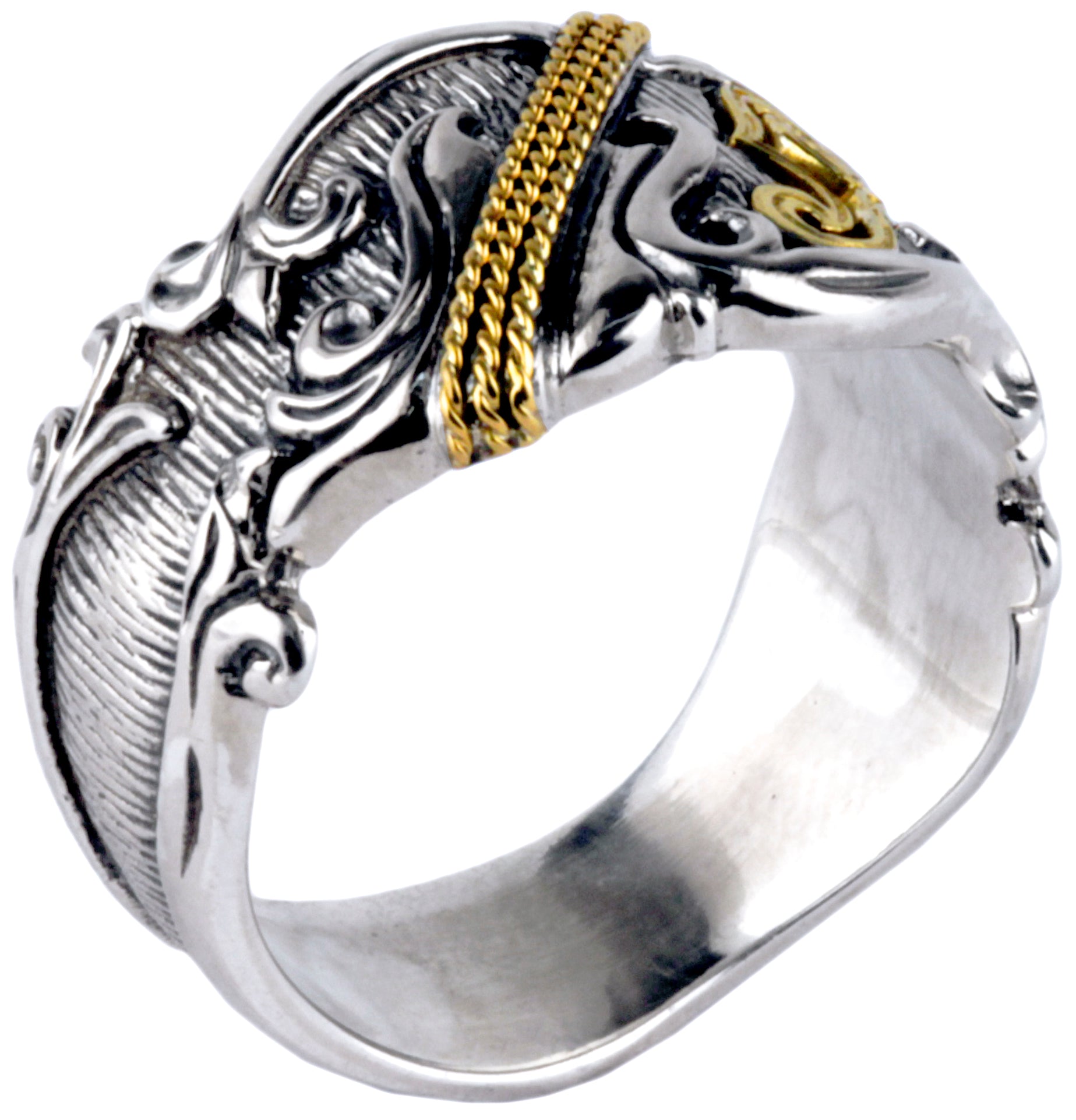 KONSTANTINO STERLING SILVER & 18K GOLD GUITAR RING FROM THE SOUL COLLECTION