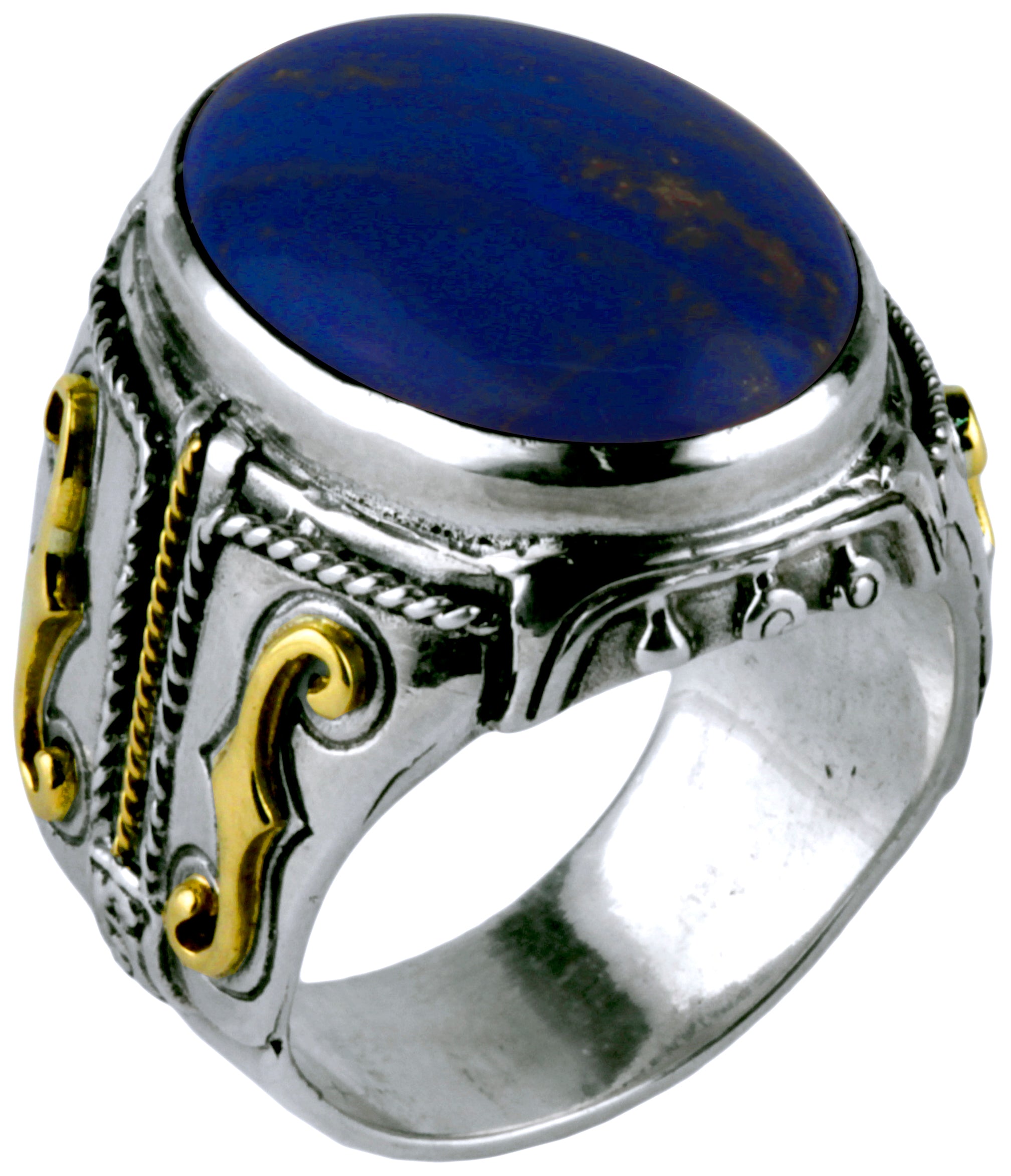 KONSTANTINO STERLING SILVER & 18K GOLD LAPIS GUITAR RING FROM THE SOUL COLLECTION