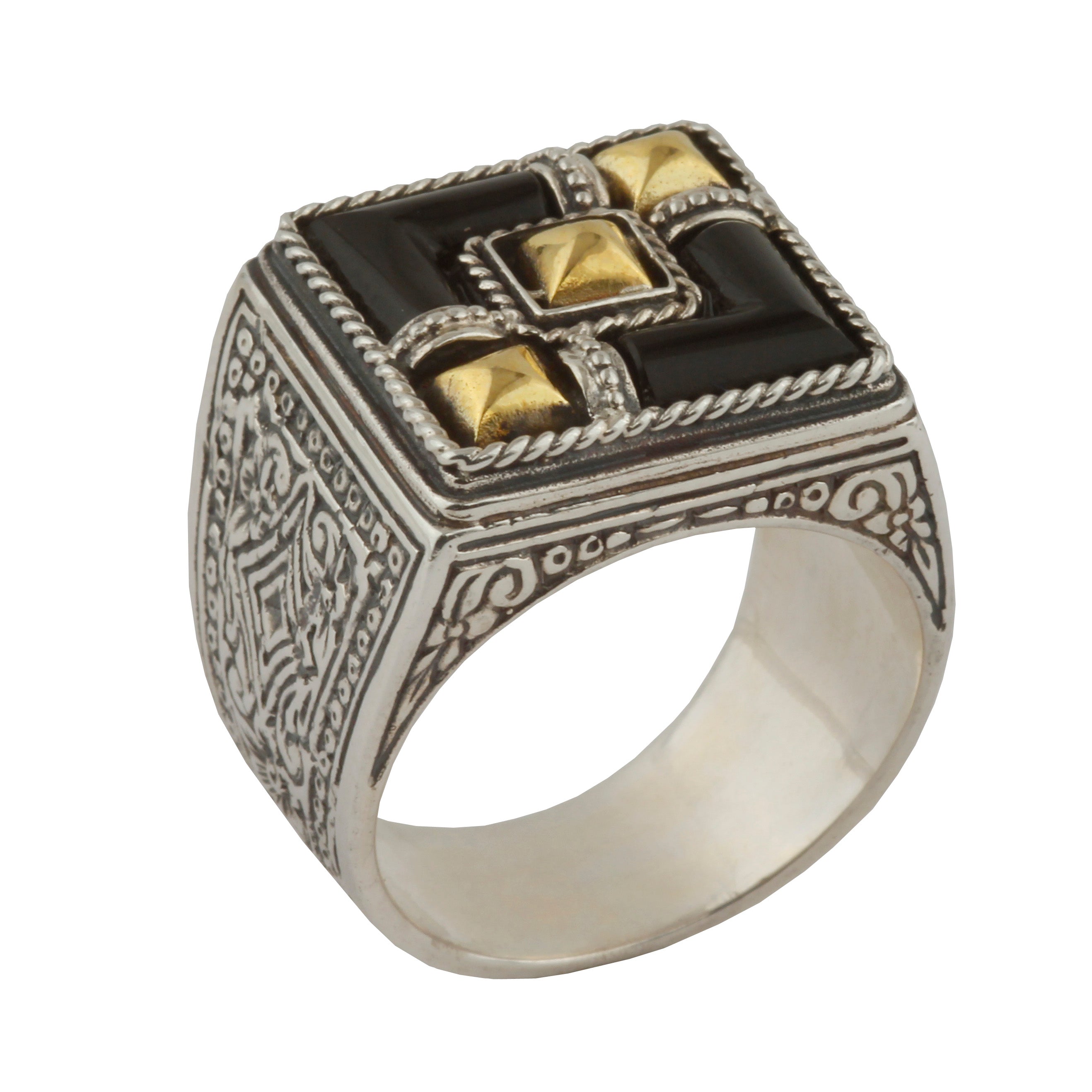 KONSTANTINO STERLING SILVER & BRONZE LAPIS RING (OTHER STONE OPTIONS AVAILABLE) FROM THE PROMETHEUS