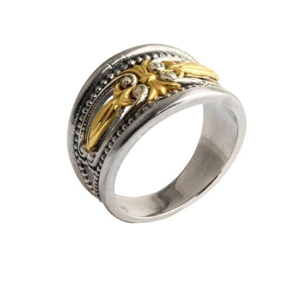 KONSTANTINO STERLING SILVER & 18K GOLD INTRICATE BAND RING FROM THE EROS COLLECTION