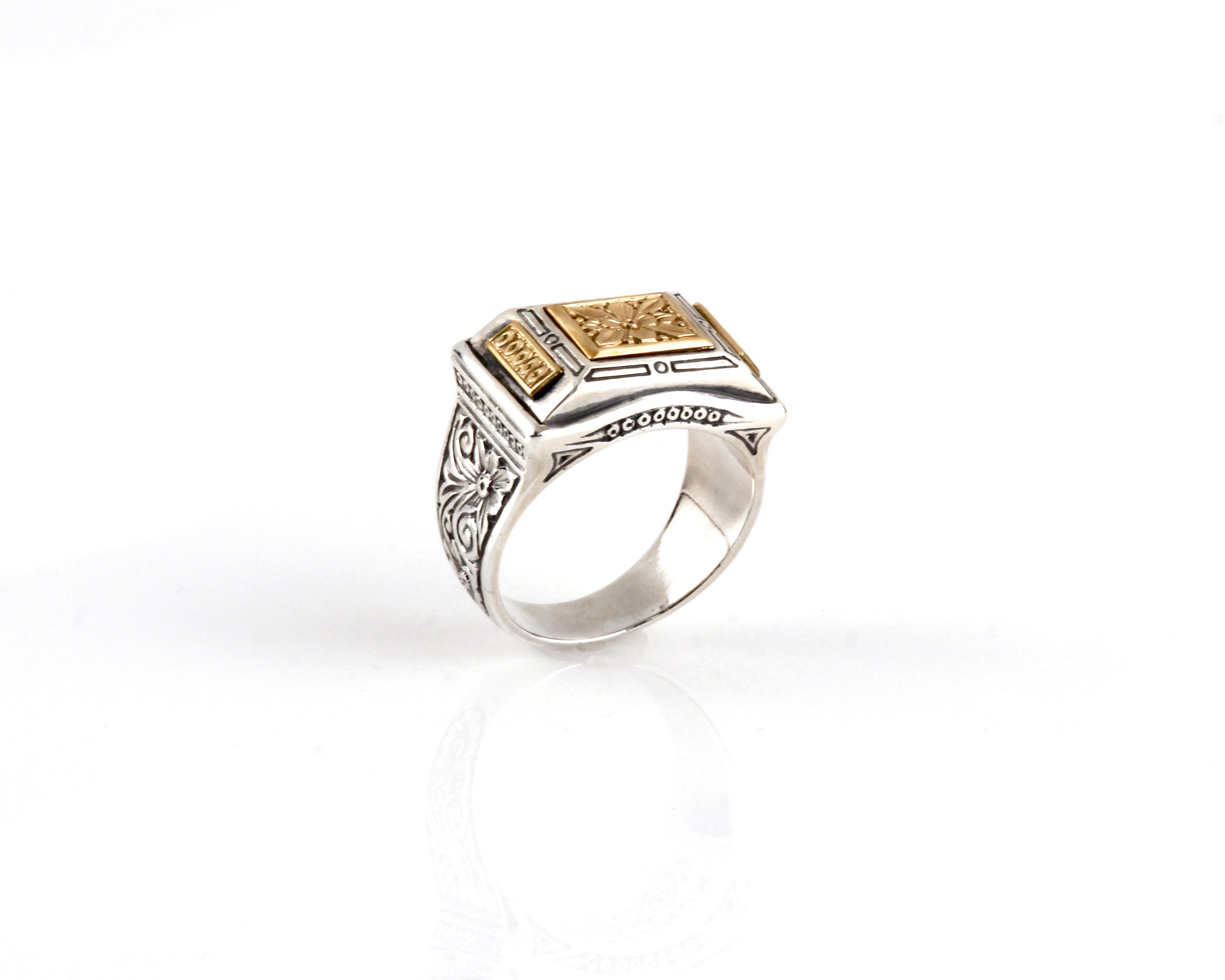 KONSTANTINO STERLING SILVER & BRONZE  RECTANGLE RING FROM THE PHIDIAS COLLECTION