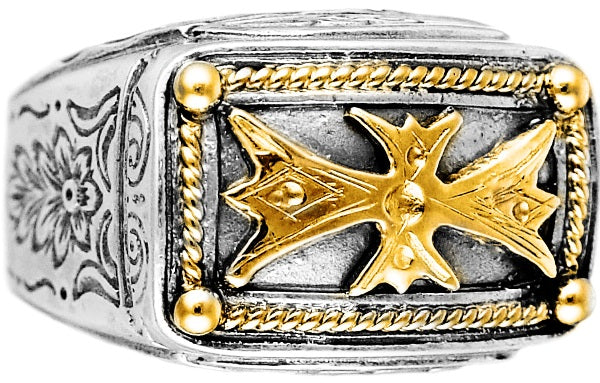 KONSTANTINO STERLING SILVER & 18K GOLD RING FROM THE SILVER & GOLD COLLECTION