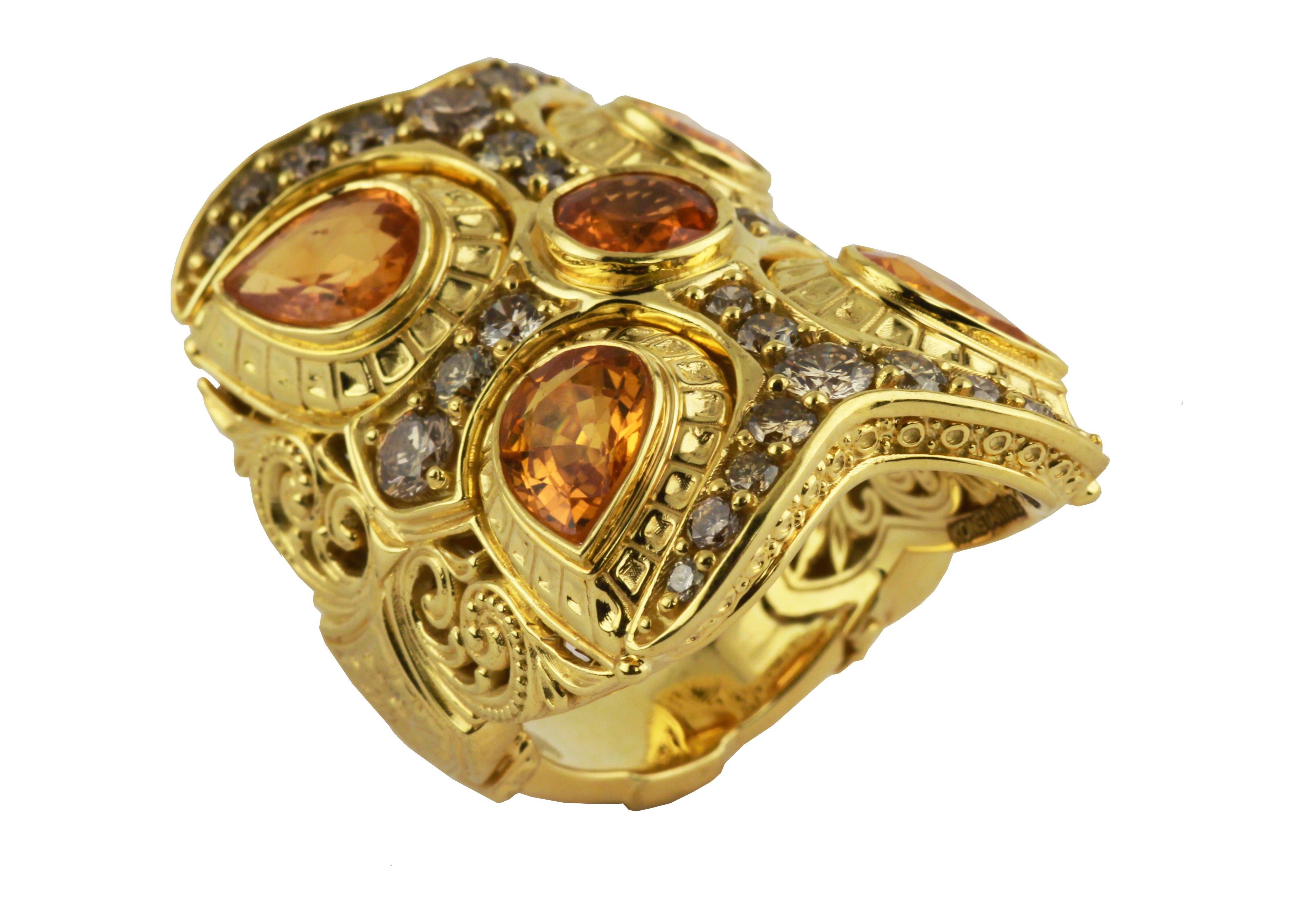 KONSTANTINO 18KT GOLD (16.7GR +/-) SAPPHIRE (5.78CT +/-) DIAMOND (1.78CT +/-) RING FROM THE FLAMENCO