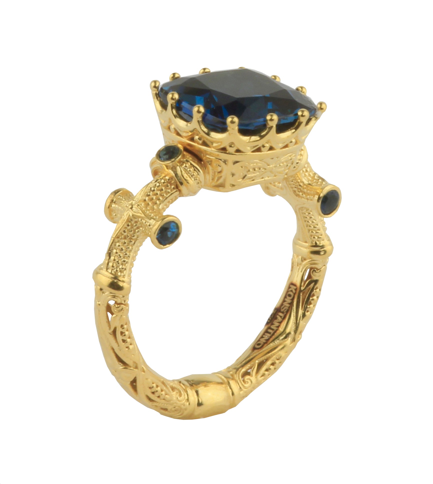 KONSTANTINO 18KT GOLD (4.5GR +/-)  LONDON BLUE TOPAZ (4.7CT +/-) RING FROM THE FLAMENCO GOLD  COLLEC