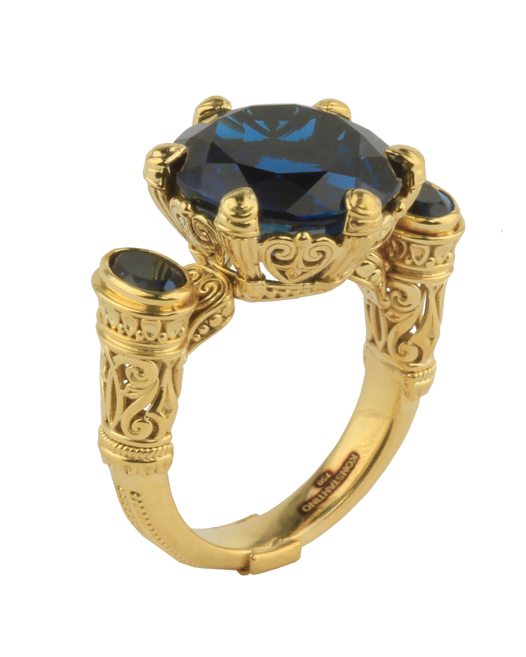 KONSTANTINO 18KT GOLD (8.2GR +/-)  LONDON BLUE TOPAZ (14.6CT +/-) RING FROM THE FLAMENCO GOLD  COLLE