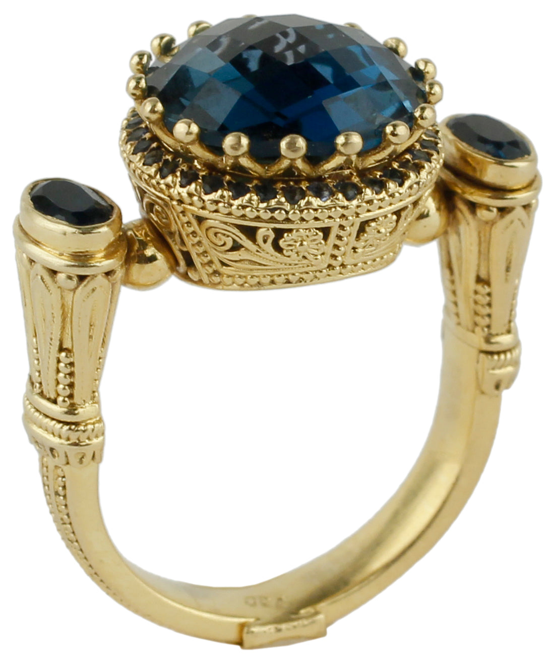 KONSTANTINO 18KT GOLD (7.3GR +/-)  LONDON BLUE TOPAZ (7.0CT +/-) (OTHER STONE CHOICES AVAILABLE) RIN