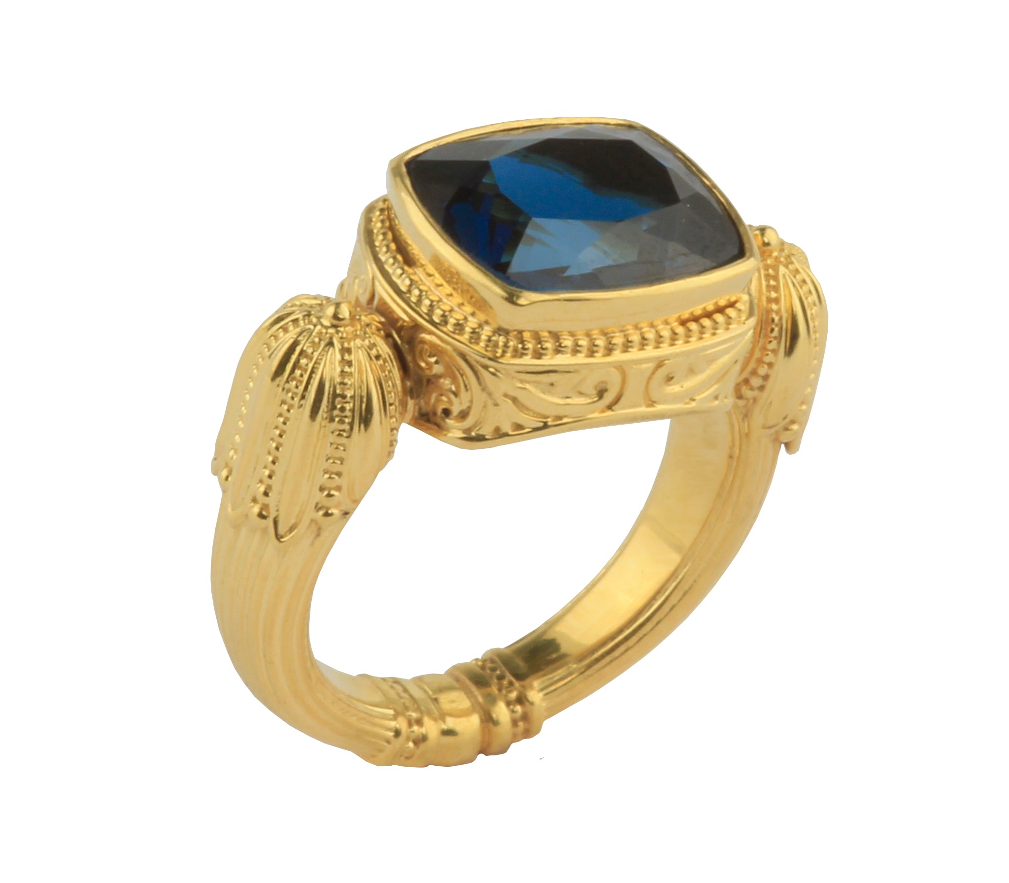 KONSTANTINO 18KT GOLD (6.45GR +/-)  LONDON BLUE TOPAZ (7.3CT +/-) RING FROM THE FLAMENCO GOLD  COLLE