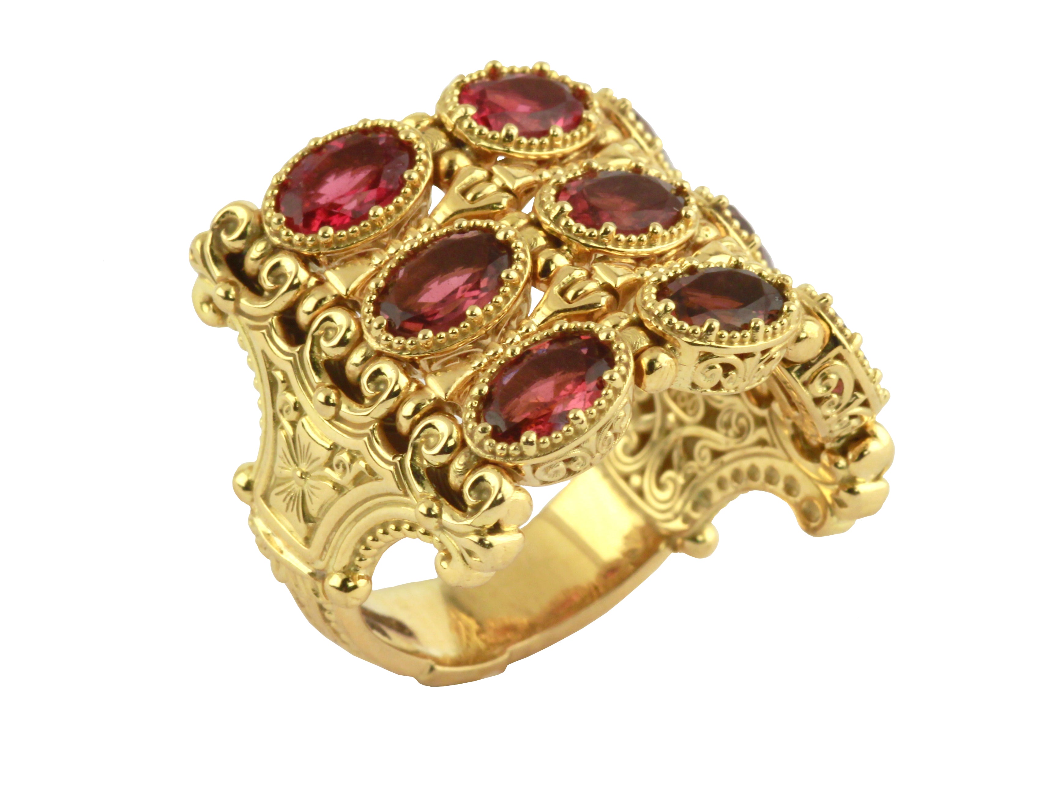 KONSTANTINO 18KT GOLD (13.35GR +/-)  PINK TOURMALINE (3.0-4.0CT +/-) RING FROM THE FLAMENCO GOLD  CO