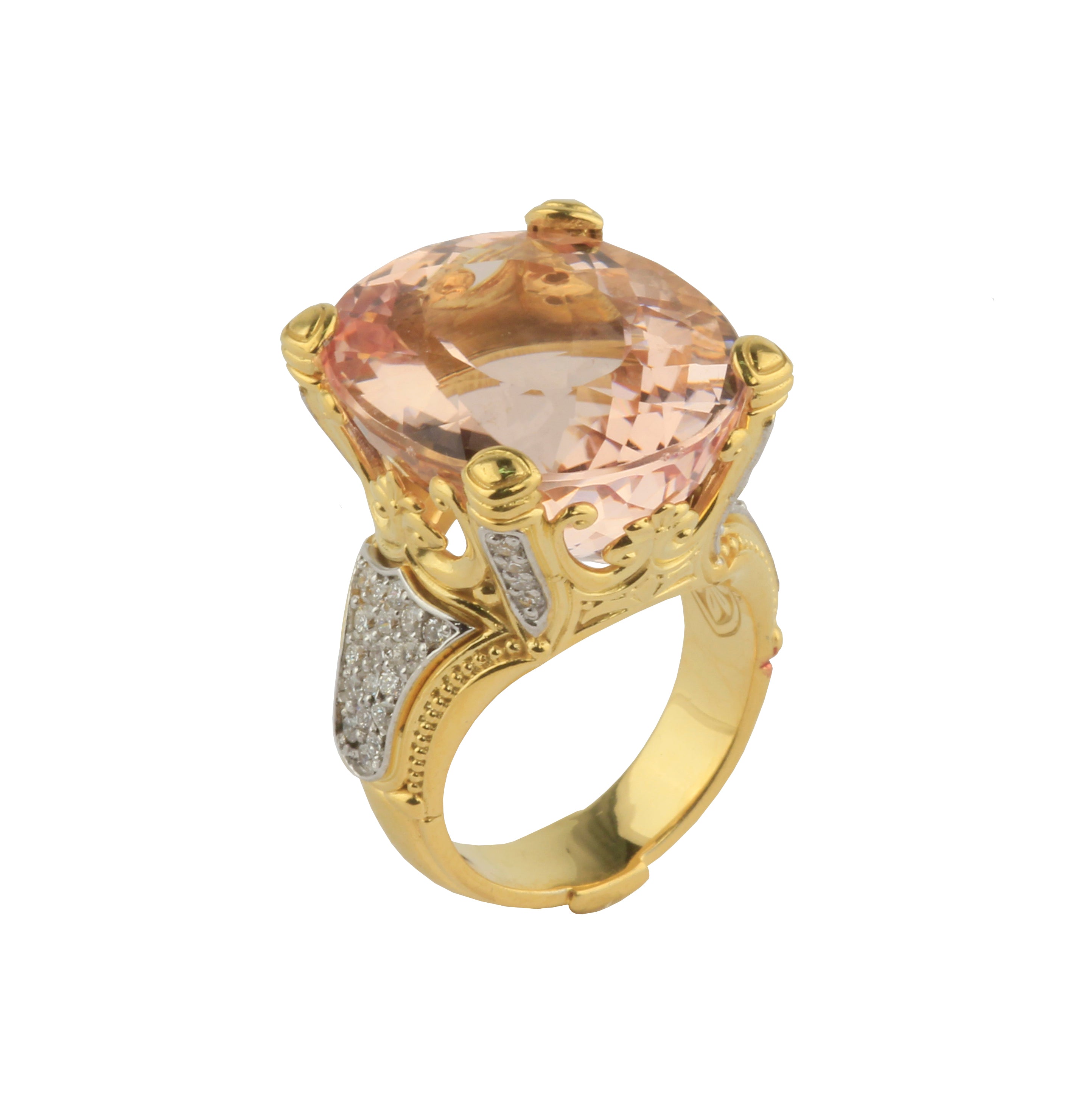 KONSTANTINO 18KT GOLD (14.8GR +/-) MORGANITE (28.87CT +/-)  (OTHER STONE CHOICES AVAILABLE) RING FRO