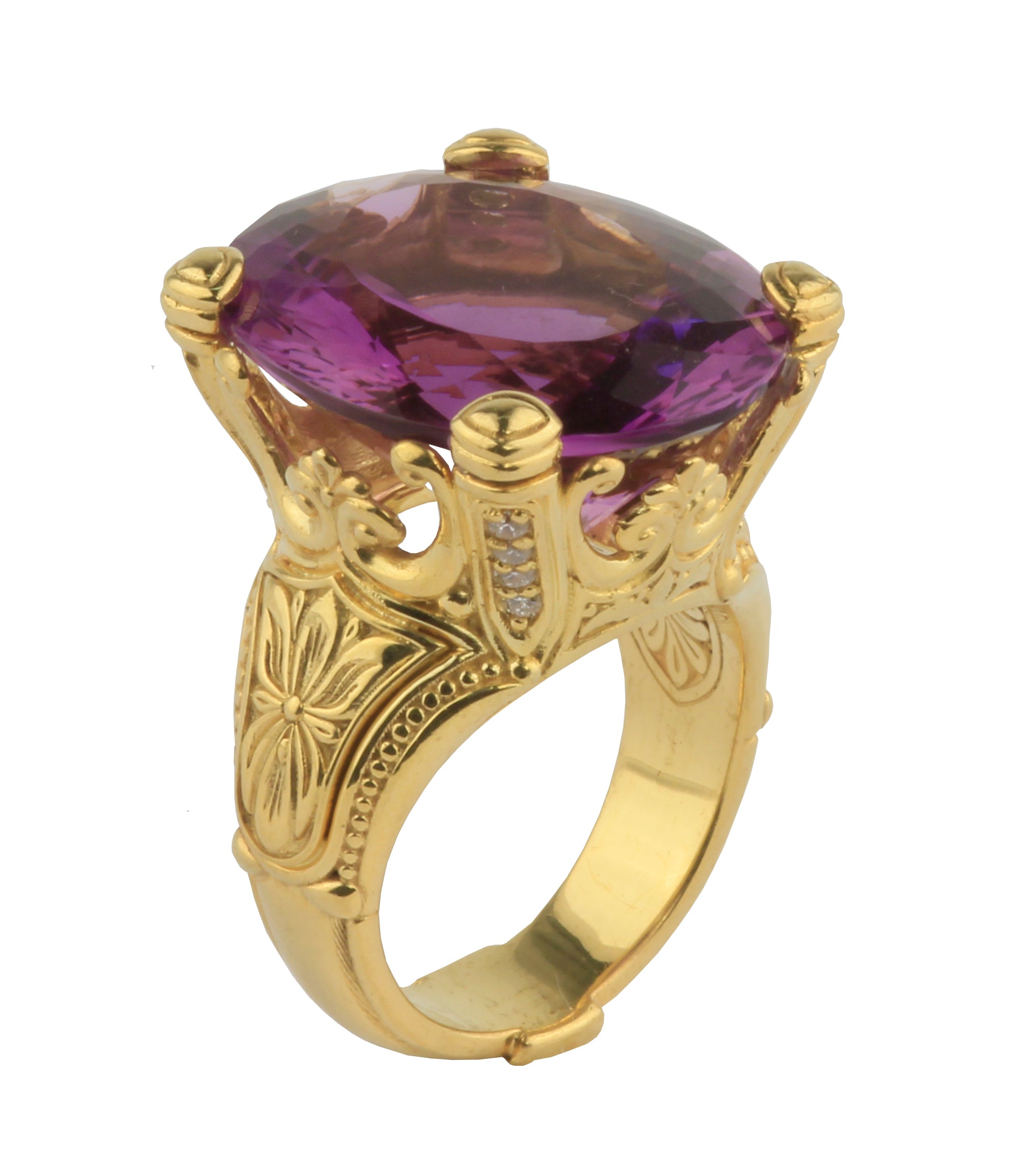 KONSTANTINO 18KT GOLD (15.5GR +/-)  AMETHYST (22.7CT +/-)  (OTHER STONE CHOICES AVAILABLE) RING FROM