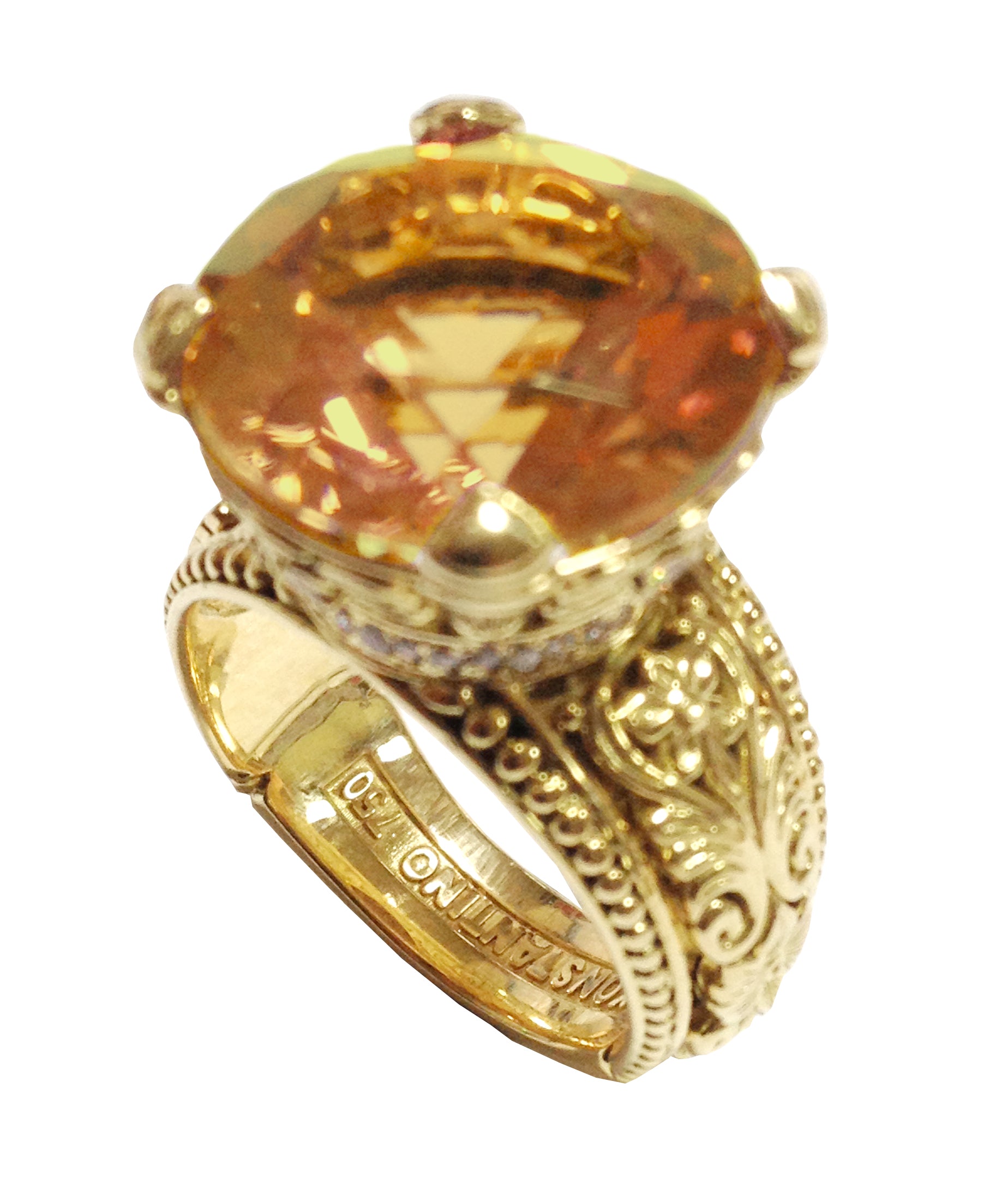 KONSTANTINO 18KT GOLD (12.3GR +/-)  CITRINE (11.6CT +/-)  (OTHER STONE CHOICES AVAILABLE) RING FROM